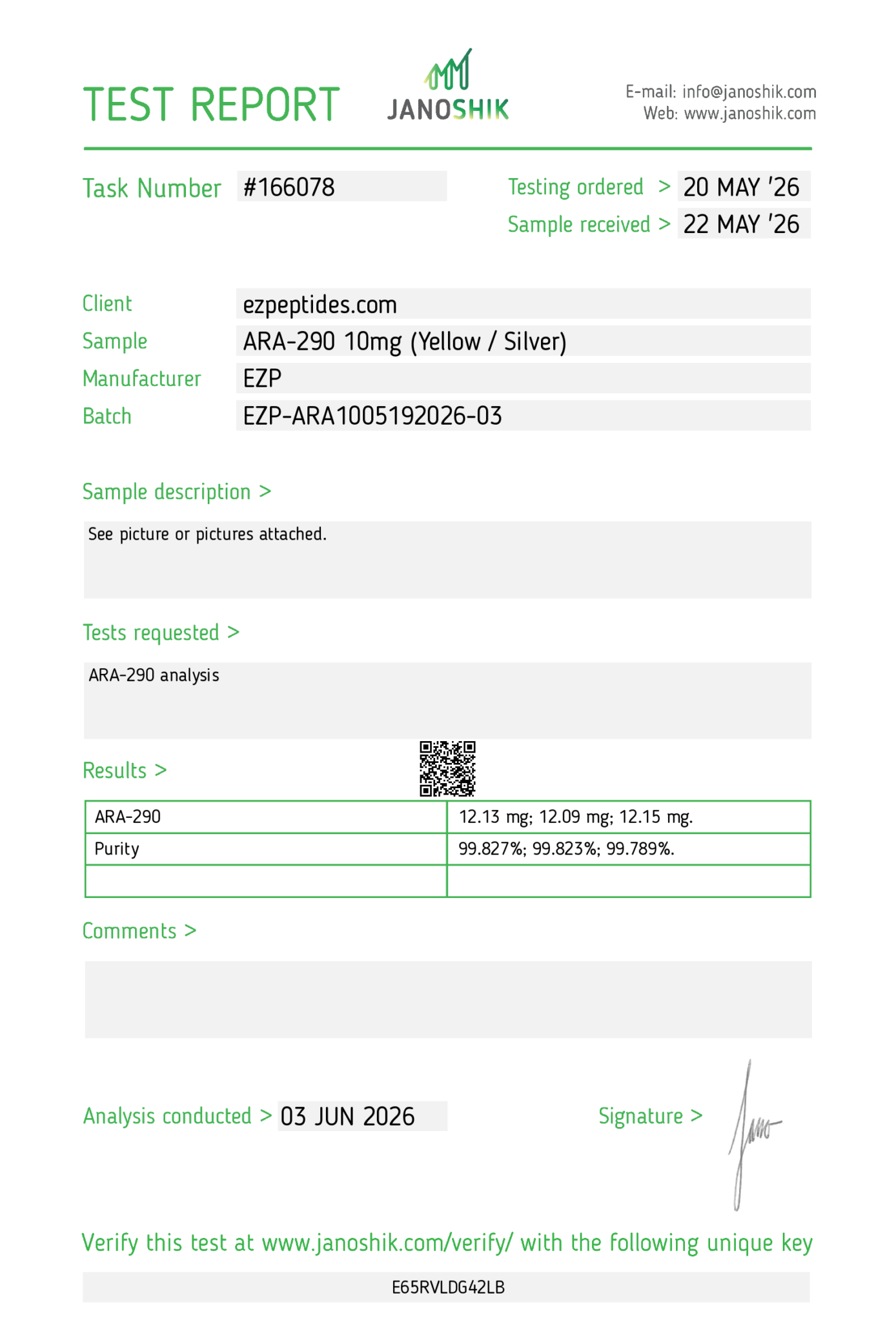 EZ Peptides VIP certificate of analysis 3